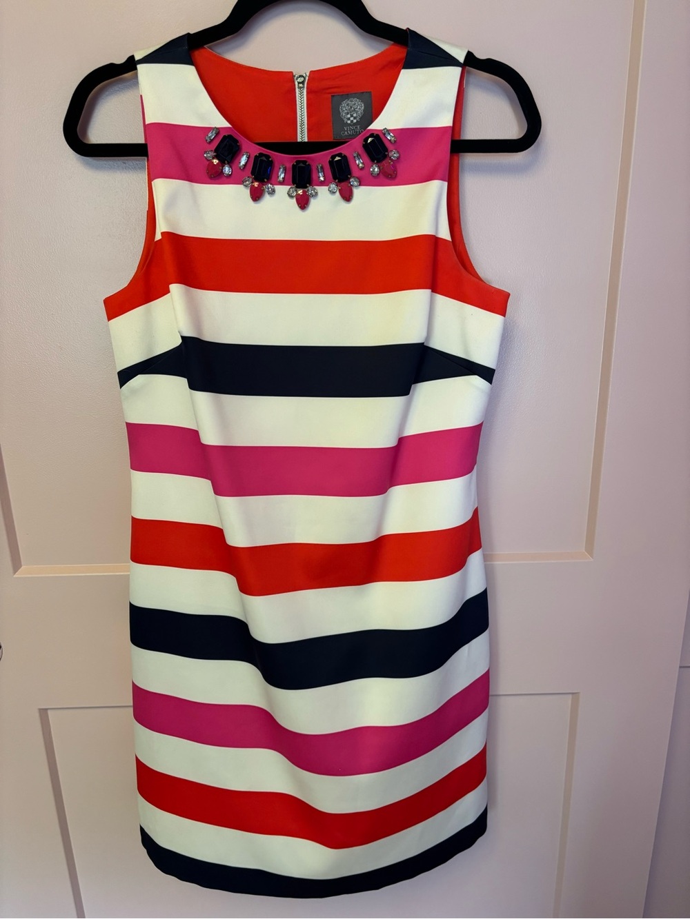 Vince Camuto Stripe Corporate Work Necklace Cocktail Dress